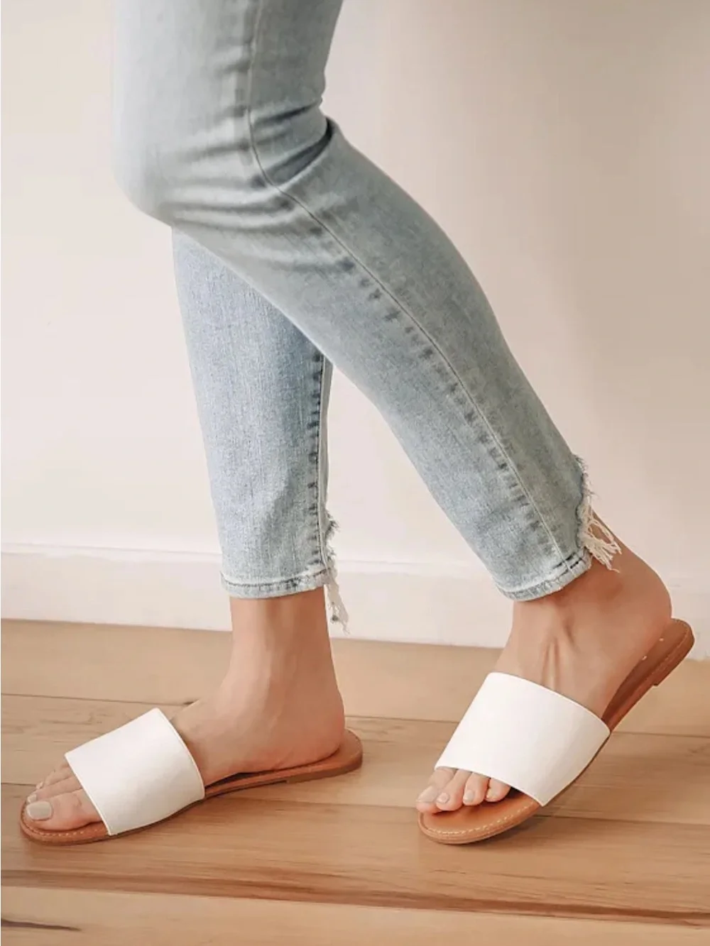 Lulus Addison White Slide Sandals - Size 8.5